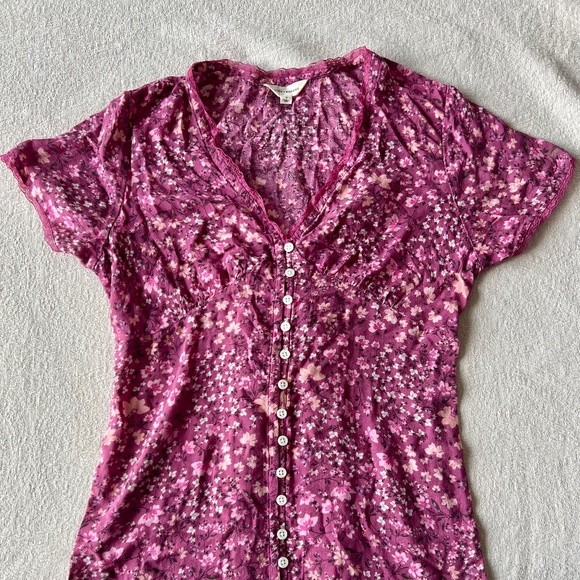 Lucky Brand Dress - Lace Trimmed Button Front Midi Dress - Picture 1 of 5
